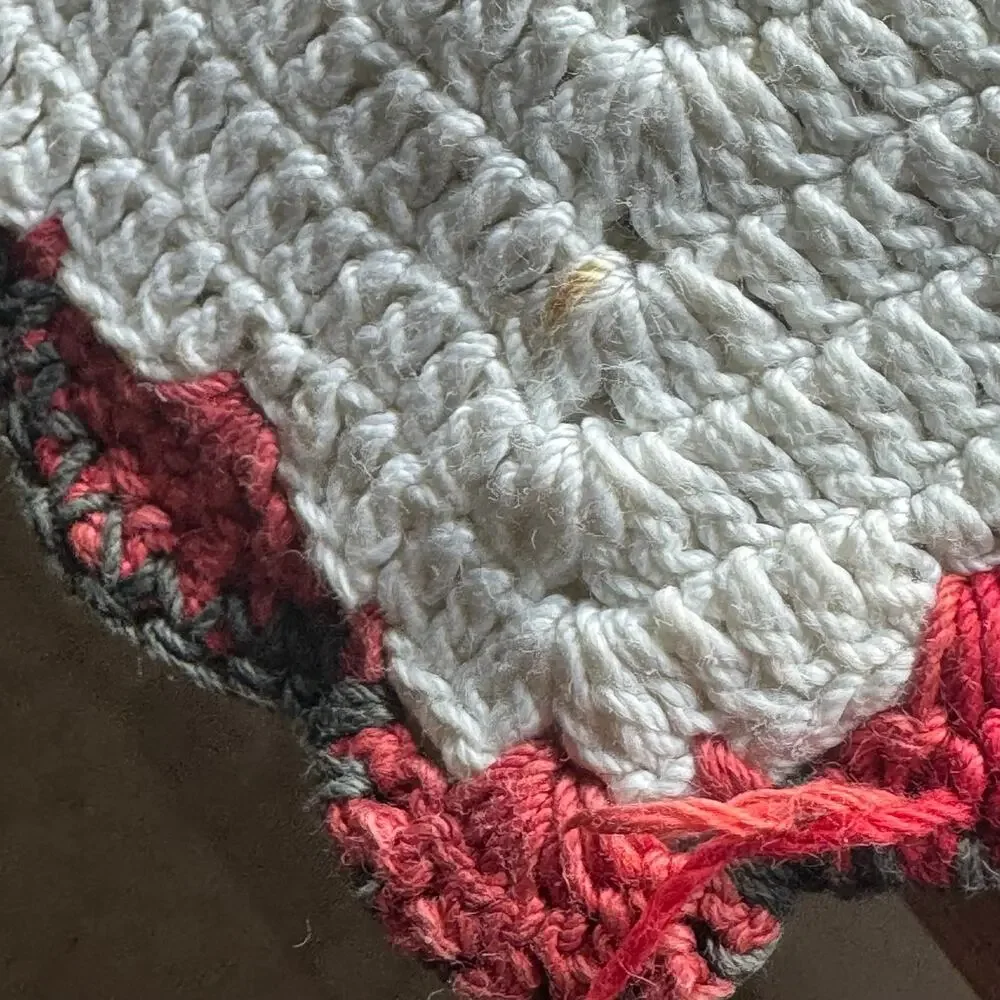 Vintage Crochet Potholders Red White Set of 5 Roses Cross Stars Cottage Core